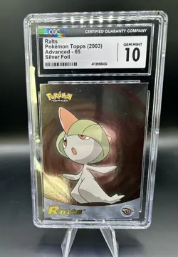2003 Topps Pokemon Advanced Ralts Silver Foil #65 CGC 10 RARE LOW POP - Image 1