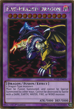 YUGIOH FIVE-HEADED DRAGON GOLD RARE PGL2-EN078 NEAR MINT - Image 1