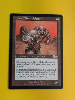 Karn, Silver Golem, rare legendary creature MTG Card. Urza's Saga. Old Vintage - Image 1