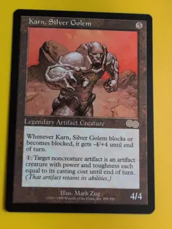 Karn, Silver Golem, rare legendary creature MTG Card. Urza's Saga. Old Vintage - Image 2