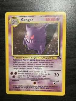 ✨ Gengar Holo 5/62 Fossil Unlimited 1999 Vintage WOTC Pokemon Card LP 🔥 OG - Image 1