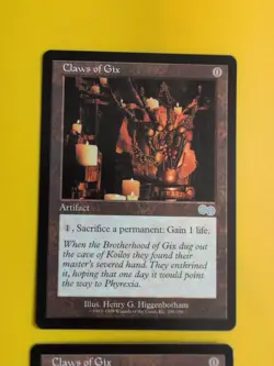 Claws of Gix x2 artifact MTG 2 Card. Urza's Saga. Old Vintage - Image 3