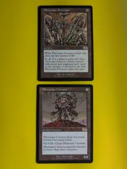 Phyrexian Colossus & Phyrexian Processor rare MTG Card. Urza's Saga. Old Vintage - Image 1
