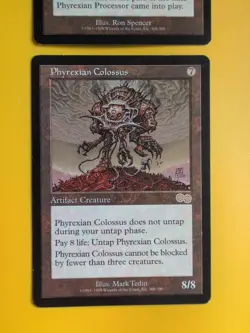 Phyrexian Colossus & Phyrexian Processor rare MTG Card. Urza's Saga. Old Vintage - Image 2