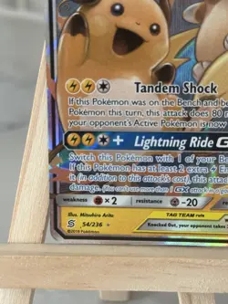 Pokemon TCG Raichu & Alolan Raichu GX 54/236 SM-Unified Minds Tag Team Holo - Image 5