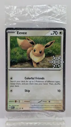 Eevee 133/165 Holiday Calendar Stamp Promo Holo Pokemon TCG Card 2023 SEALED NEW - Image 1