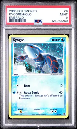 2005 POKEMON EX EMERALD #6 KYOGRE-HOLO PSA 9 - Image 1