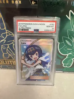 2018 Pokemon Sun & Moon Ultra Prism #150/156 FA Lana PSA 10 GEM MINT - Image 1