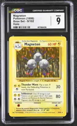 CGC 9 MINT Magneton 1999 Base Set 9/102 Holo Pokemon Card - Image 1