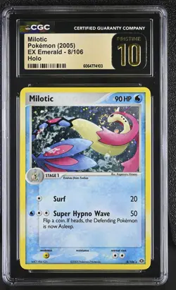 CGC 10 PRISTINE Milotic 2005 EX Emerald 8/106 Holo SWIRL Pokemon Card - Image 1