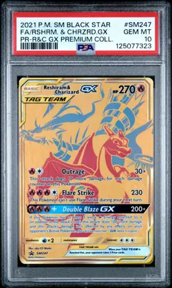 PSA 10 Charizard & Reshiram GX SM247 Promo - Pokemon Trading Card Game - Image 1
