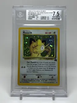 2000 Pokemon Holo SWIRL Meowth Game Boy Black Star Promo #10 Graded CGC 7.5 - Image 1