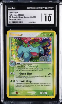 2006 POKEMON EX CRYSTAL GUARDIANS, REVERSE HOLO VENUSAUR CGC 10 GEM MINT - Image 1