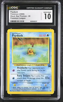 CGC 10 GEM MINT Psyduck 2000 Black Star Promos 20 Pokemon Card - Image 1