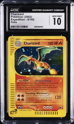 2002 POKEMON EXPEDITION, HOLO #6/165 CHARIZARD CGC 10 GEM MINT - Image 1