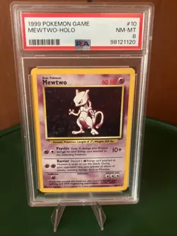 PSA 8 MINT 1999 Vintage Pokemon Mewtwo 010/102 Base Set Holo - Image 1