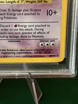 PSA 8 MINT 1999 Vintage Pokemon Mewtwo 010/102 Base Set Holo - Image 2