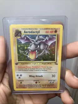 1999 Pokemon Fossil 1st Edition Rare Prerelease - Aerodactyl #1/62 - LP - Image 1