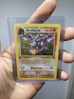 1999 Pokemon Fossil 1st Edition Rare Prerelease - Aerodactyl #1/62 - LP - Image 5