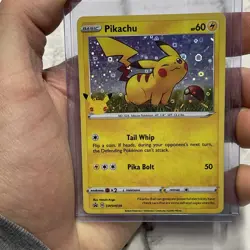 Pokemon Pikachu SWSH039 Black Star Promo RARE 25th Anniversary Celebrations LP - Image 1
