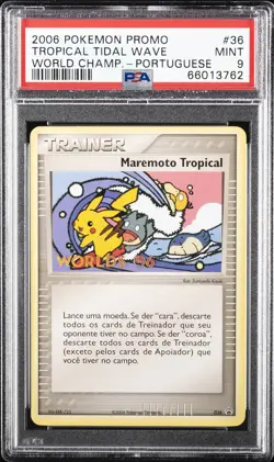 2006 POKEMON WORLD CHAMPIONSHIPS PROMO PORTUGUESE #36 TROPICAL TIDAL WAVE PSA 9 - Image 1