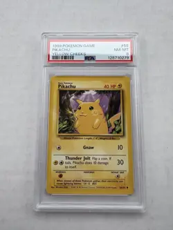 1999 POKEMON BASE SET UNLIMITED YELLOW CHEEKS #58 PIKACHU PSA 8 - Image 1