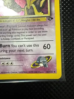 Pokemon TCG Alakazam Holo Gym Challenge Rare Card 16/132 Sabrina's Alakazam MP - Image 3