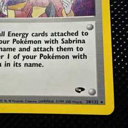 Pokemon TCG Sabrina Trainer Gym Challenge Holo 20/132 Rare LP - Image 3