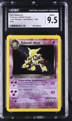 CGC 9.5 FRENCH Dark Alakazam obscur Team Rocket 1st Edition 1/82 Holo Pokemon - Image 1