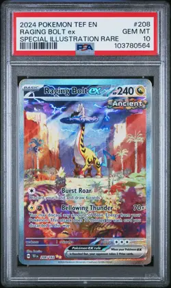 2024 POKEMON TEF EN-TEMPORAL FORCES #208 RAGING BOLT EX PSA 10 - Image 1