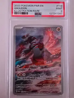 PSA 9 MINT Groudon #199 - Paradox Rift Illustration Rare Pokemon TCG - Image 1