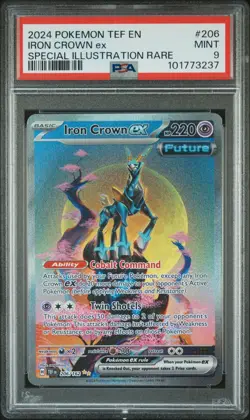 2024 POKEMON TEF EN-TEMPORAL FORCES #206 IRON CROWN EX PSA 9 - Image 1