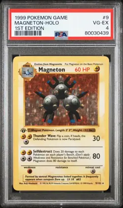 1999 POKEMON BASE SET 1ST EDITION #9 MAGNETON-HOLO PSA 4 - Image 1
