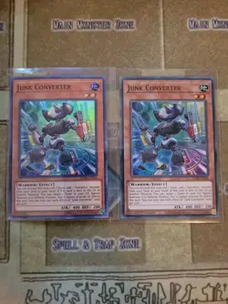 YUGIOH 2X JUNK CONVERTER LED6-EN024 SUPER 1ST/UNLIMITED ED NM - Image 1