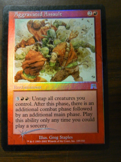 Mtg Onslaught FOIL Rare Aggravated Assault Excellent - NM Condition - Image 1