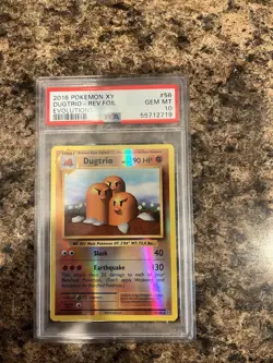 2016 Pokemon XY Evolutions Dugtrio Reverse Foil Holo PSA 10 Gem Mint - Image 1