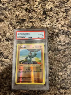 2016 Pokemon XY Evolutions Machop Reverse Foil Holo PSA 10 Gem Mint - Image 1
