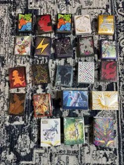 Lot Bundle 17 Pokemon TCG Sleeve Card Protecters 2 Deck Box’s And 3 Mini Books - Image 1
