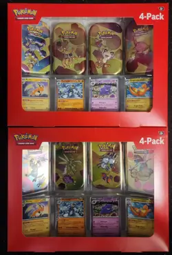 Pokemon 4 Pack Mini Tins + 4 Promo Cards Bundle - 151 SAMS CLUB EXCLUSIVE 2x - Image 1