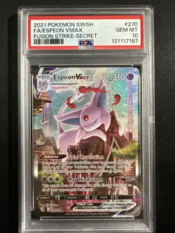 Espeon Vmax Alt Art #270 Psa 10 Fusion Strike Secret Rare Full Pokemon English - Image 1