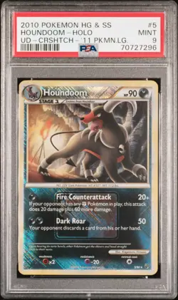 2010 POKEMON HEARTGOLD & SOULSILVER UNDAUNTED #5 HOUNDOOM-HOLO PSA 9 - Image 1