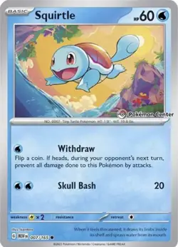 Squirtle 007/165 Scarlet & Violet 151 Pokemon Center Exclusive Promo SEALED - Image 1