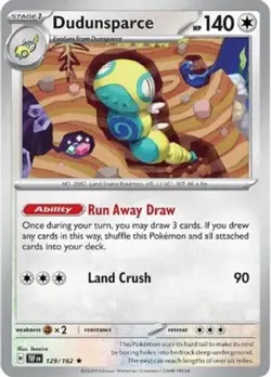 x1 Dudunsparce - 129/162 - Rare - Reverse Holo Pokemon SV05 Temporal Forces M/NM - Image 1