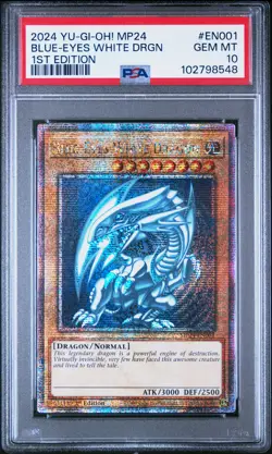 2024 YU-GI-OH! MP24-25TH ANV TIN: DUELING MIRRORS BLUE-EYES WHITE DRAGON PSA 10 - Image 1