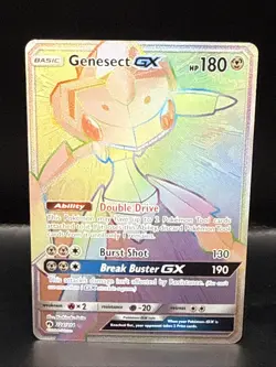Pokemon Genesect GX Rainbow Secret Rare Card 224/214 SM Lost Thunder - Image 1