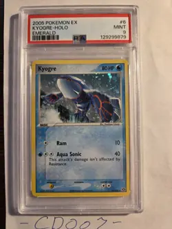 Pokemon TCG Kyogre Emerald Rare Holo Card 6/106 PSA 9 Mint 2005 - Image 1