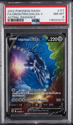 2022 POKEMON SWORD & SHIELD ASTRAL RADIANCE FULL ART/ORIGIN FORME DIALGA V PSA 8 - Image 1