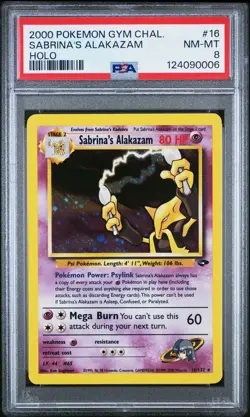 2000 POKEMON GYM CHALLENGE HOLO #16 SABRINA'S ALAKAZAM PSA 8 - Image 1