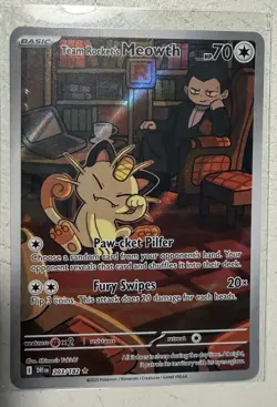 Team Rocket's Meowth - 203/182 -Destined Rivals - Illustration Rare - NM Pokemon - Image 1