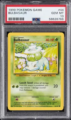 1999 POKEMON GAME #44 BULBASAUR PSA 10 - Image 1